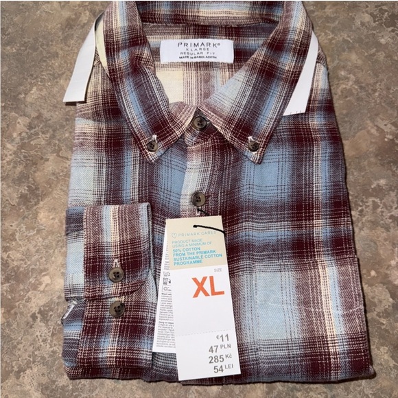 Primark Other - Primark Men's Casual Plaid Shirt - Blue and Brown